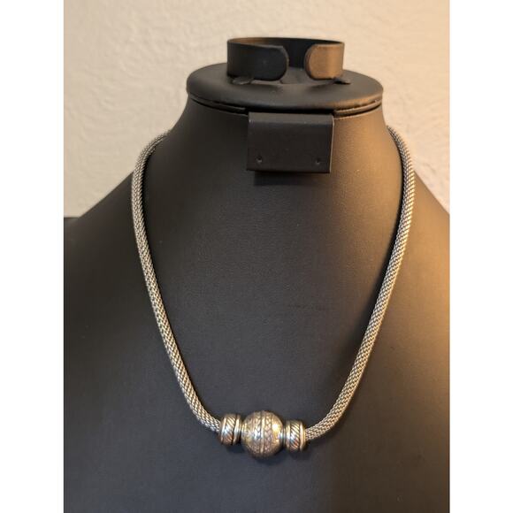 Brighton Bali Ball Bead Mesh Chain Silver Tone Necklace - Picture 7 of 9